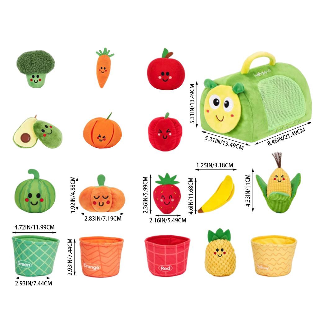 17pcs Color Sorting Toy Set, Color-Coded Fruit and Vegetable Plush Toys, Sensory Toys, Suitable For Babies, Early Education Gift