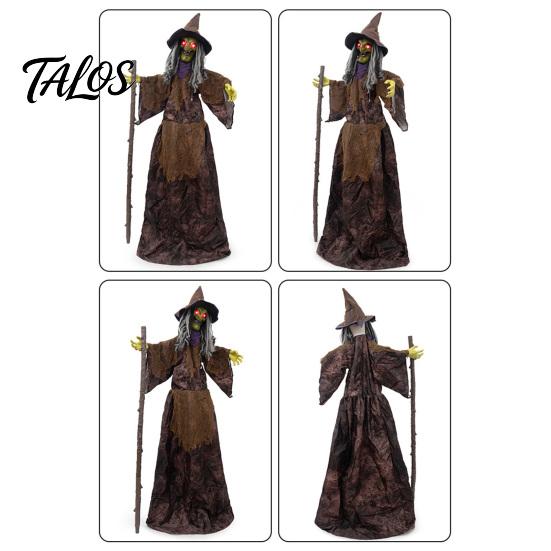 Decorazione Portatile Pieghevole per le Feste Halloween Animatronici Spaventosi Decorazione Strega, In Piedi Attivata dal Suono con Voce Spaventosa per Giardino Esterno, Horror