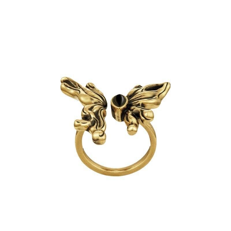 Sophisticated Antique Gold Adjustable Ring For Women With Unique Geometric Zircon Design