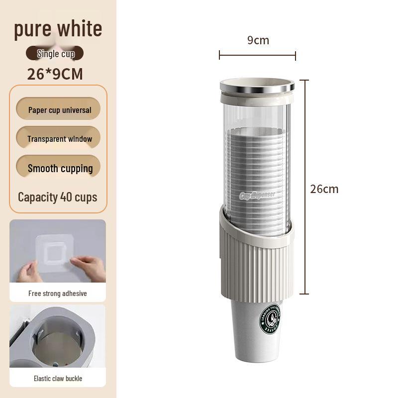 Wall-Mounted Disposable Cup Holder for Water Dispenser, No-Punch Cup Storage Rack for Restaurants