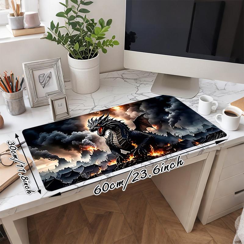 1PC Dragon Fire Large Durable Mouse Pad Suitable for Office Desks, Gaming Desktops.Non-Slip Back P96