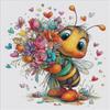 1PC 36X36cm/14.17X14.17inch, 11CT Print Cross Stitch DIY Kit, Bee Posy, Adult Beginner's Relaxed Cross Stitch
