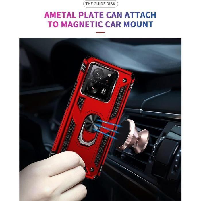 Coque - Xiaomi - 13T/13T Pro - Rouge - Support 360° - Verres Trempés inclus