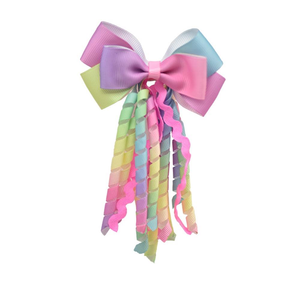 Curly Tassel Bow Hair Clip Colorful Hair Accessories New Girls Headdress  Children Kids