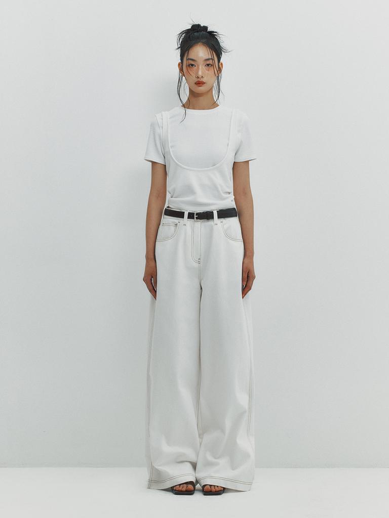 MEENDERI Cut Out Layered Top - White