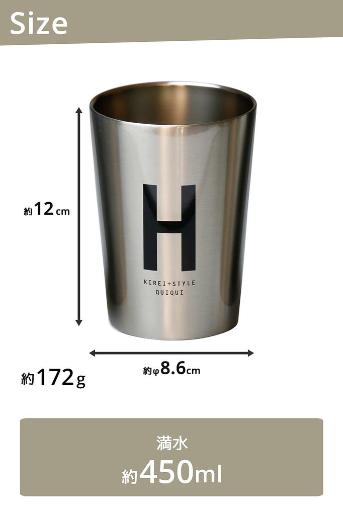 OGURA Stainless Steel Alphabet Convenience Store Coffee Vacuum H Tumbler, Initial, Cup, 450ml, Insulated, Insulated,