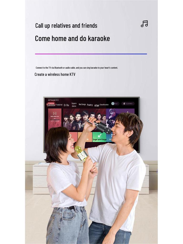 WS858 Wireless Bluetooth Karaoke Microphone: All-in-one Speaker & Singing Toy for Kids.