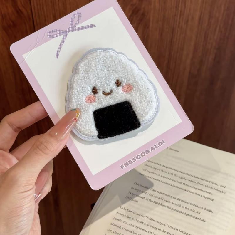Cute Cartoon Pig Rice Ball Ice Cream Hair Magic Patch Plush Bangs Sticker Non Slip Broken Hair Holder For Girls Makeup Washing