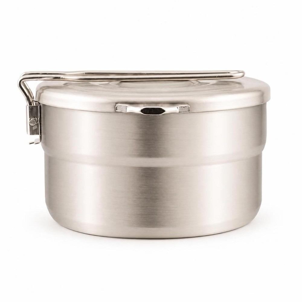 Folding Handle 304 Stainless Steel Lunch Box With Lid Outdoor Cookware  Backpacking