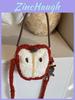 Christmas Sheep Plush Apple Tote Bag For Girls With Zipper Closure And Card Pocket