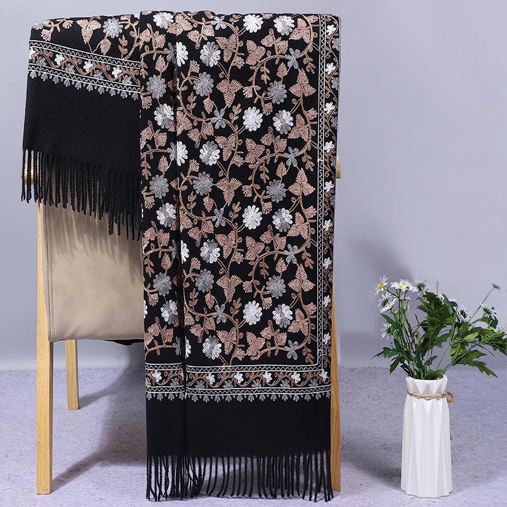 Ethnic style embroidered new autumn and winter knitted faux cashmere scarf for women, thickened paisley embroidered shawl from Lijiang