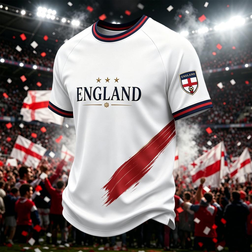 Men's Casual Lightweight Breathable Short Sleeve Crew Neck T-Shirt England 2026 Printed Design Comfortable Fit Sportswear