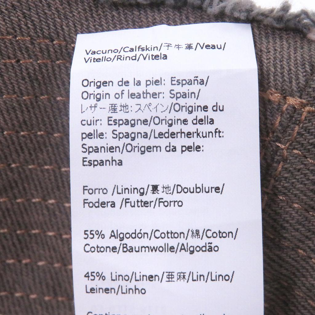 Great LOEWE hat Logo leather patch fringe denim bucket bag Brown cotton mens 57 Used