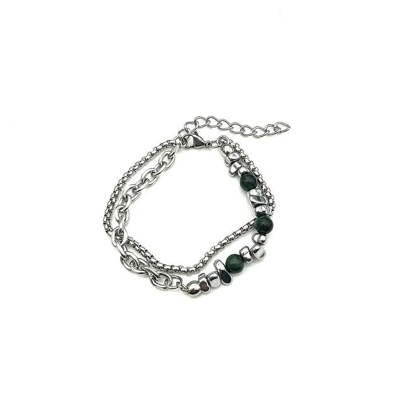 

Handcrafted Stainless Steel Men Women Geometric Tiger Eye Beaded Bracelet For Fashion Accessory