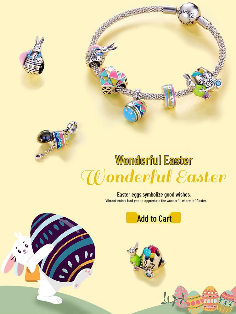 Yinziyun 2021 Ostern Herz Ei Anhänger DIY Perle SCC1753