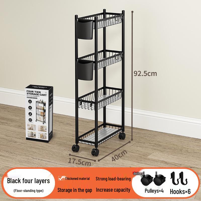 Multi-layer Bathroom Shelf with Wheels - Narrow Gap Storage Trolley