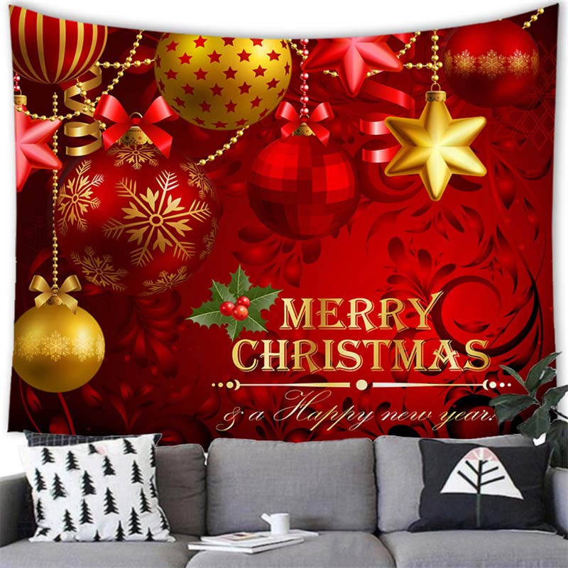 Merry Christmas Ball Print Tapestry Home Decoration Tapestry Living Room Room Wall Decoration Background