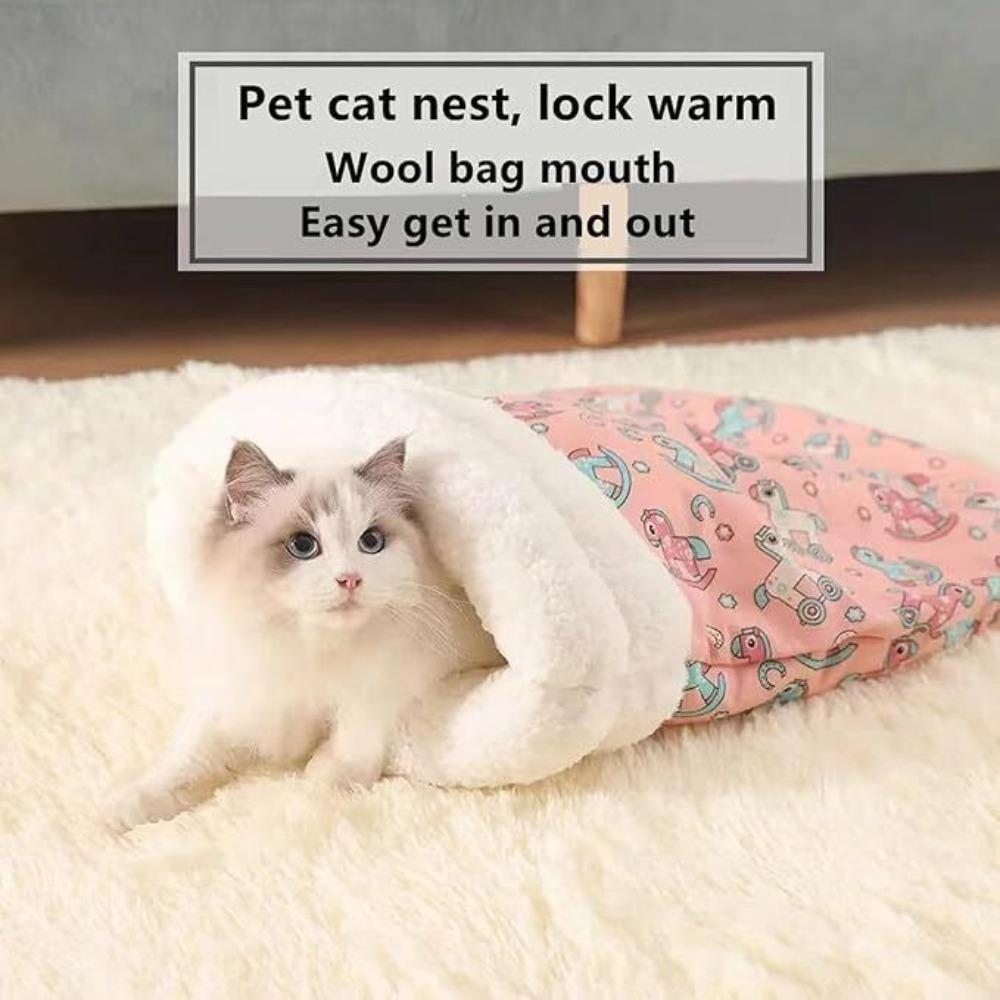 Winter Sleeping Bag Nest Comfortable Pet Snuggle Sack Warm Bed Indoor Cat Sleeping Bag