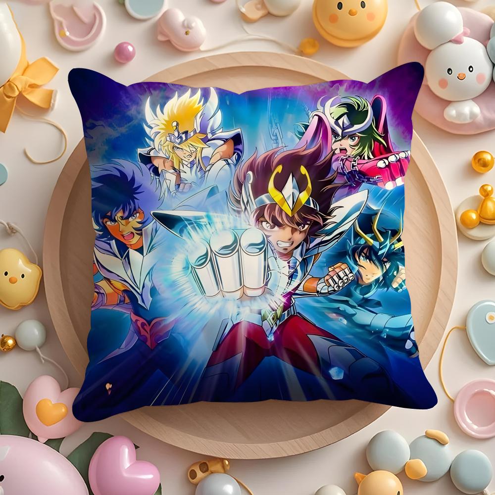 Anime S-Saint S-Seiya Cushion Cover Home & Car Multi-Scene Pillow Cover - Reversible, Soft & Durable for Daily Use