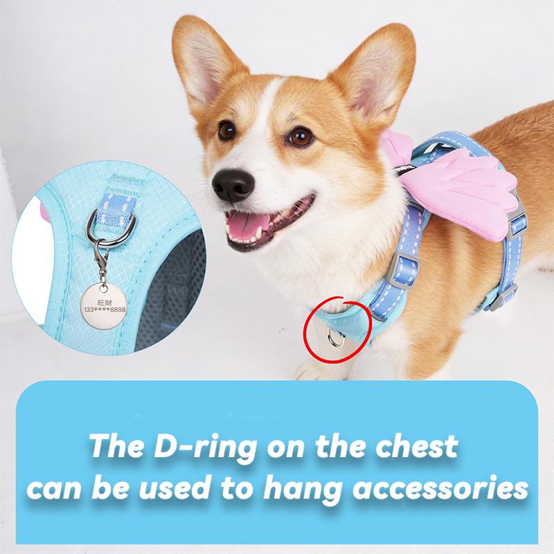 Angel Wings Dog Harness Leash Set Adjustable Breathable Summer Escape-Proof Dog Vest Harness Outdoor Training Puppy Chest Strap