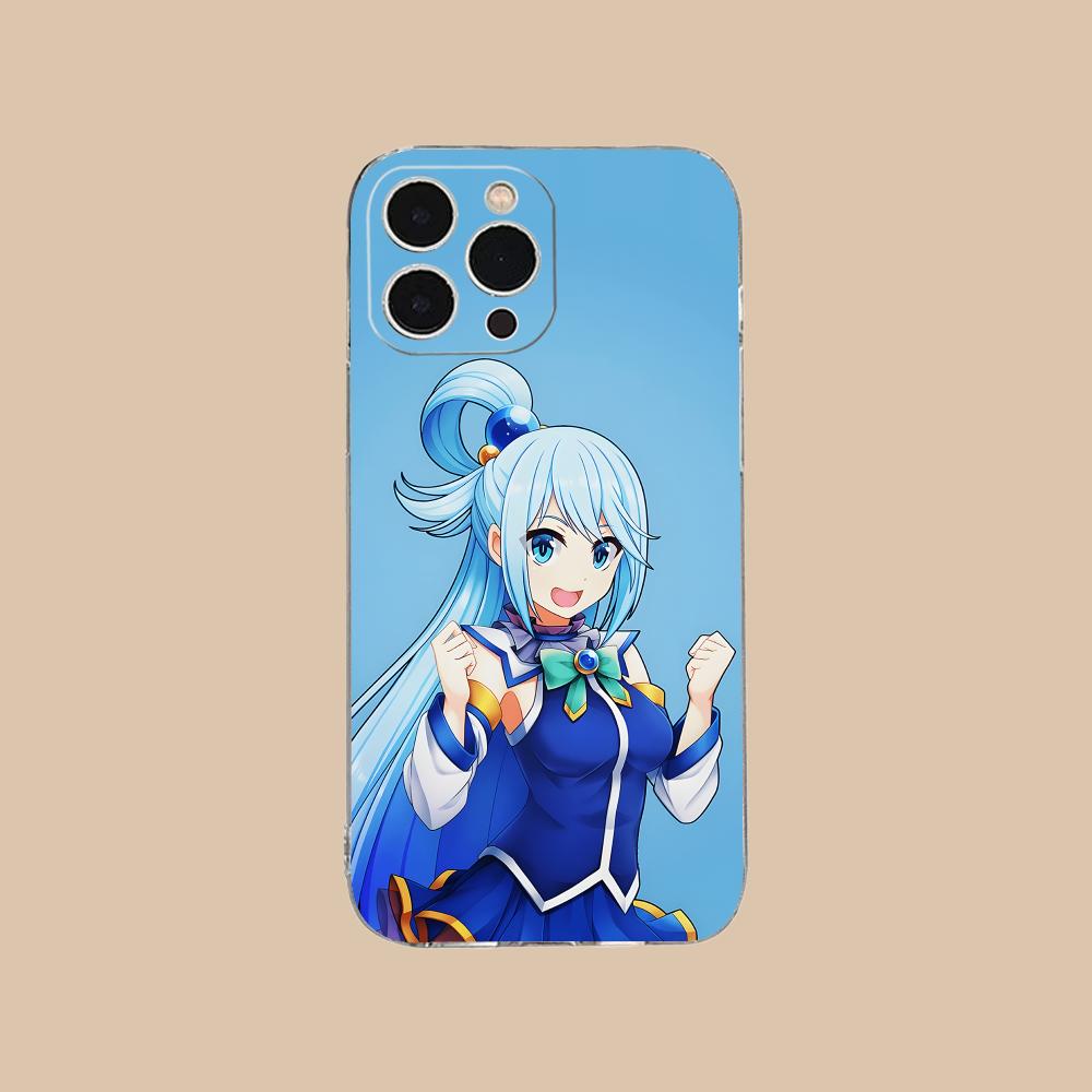 Konosuba Aqua Clear TPU Mobile Case for iPhone 17 16 15 14 13 12 11 X XR XS Air Pro Max Plus Mini Colorful Cover