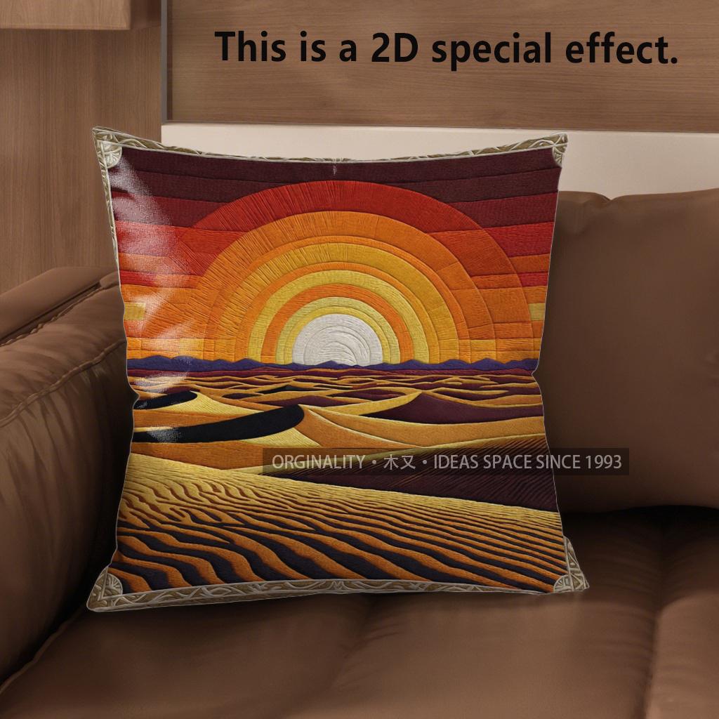 D Bohemian Desert Sunset Print Throw Pillow Covers Pattern Cushion Cover Suitable For Sofa Bedroom Car Pillow Cover