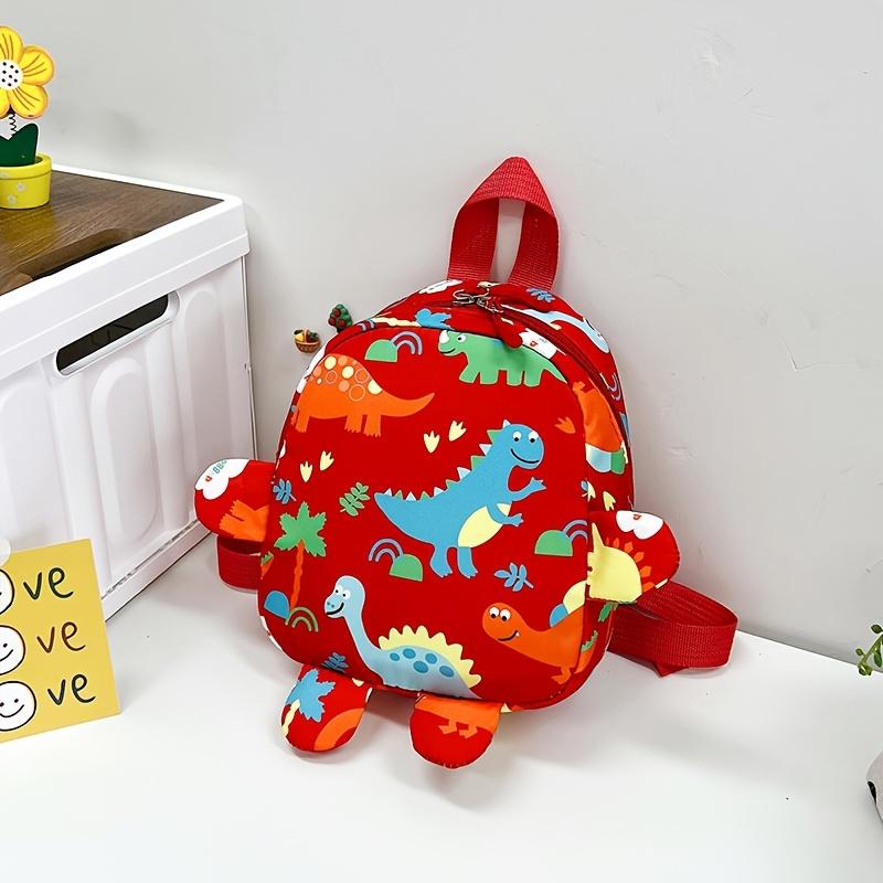 1pc Cute Cartoon Dinosaur Print Nylon Casual Backpack, Adjustable Straps, Zip Closure, Daily Commute Shoulder Bag for Travel and Camping Storage