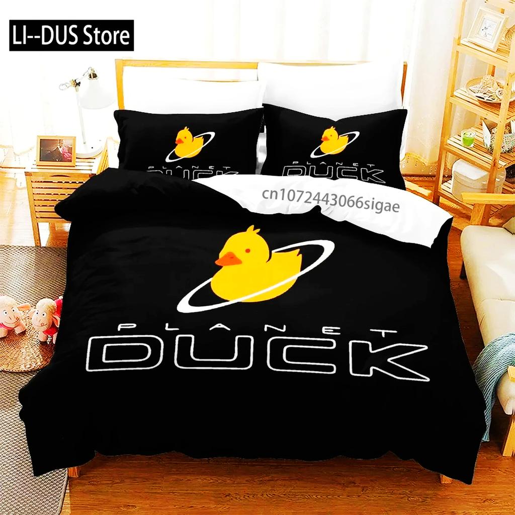Anime Quackity Duck Bedding Set Boys Girls Twin Queen Size Duvet Cover Pillowcase Bed Boys Adult Fashion Home Textileextile