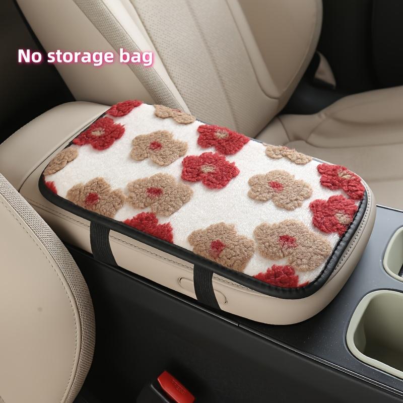 Plush Car Center Armrest Box Cushion, with Storage Bags on Both Sides, Can Store Receipts, Credit Cards, Bills, Etc., Warm Hands in Autumn and Winter