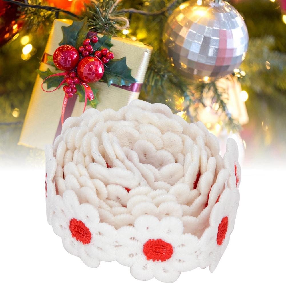 4 Yards Red Printing Polyester Lace Accessories  Gift Wrapping Tape Christmas Tie Ribbon Festival
