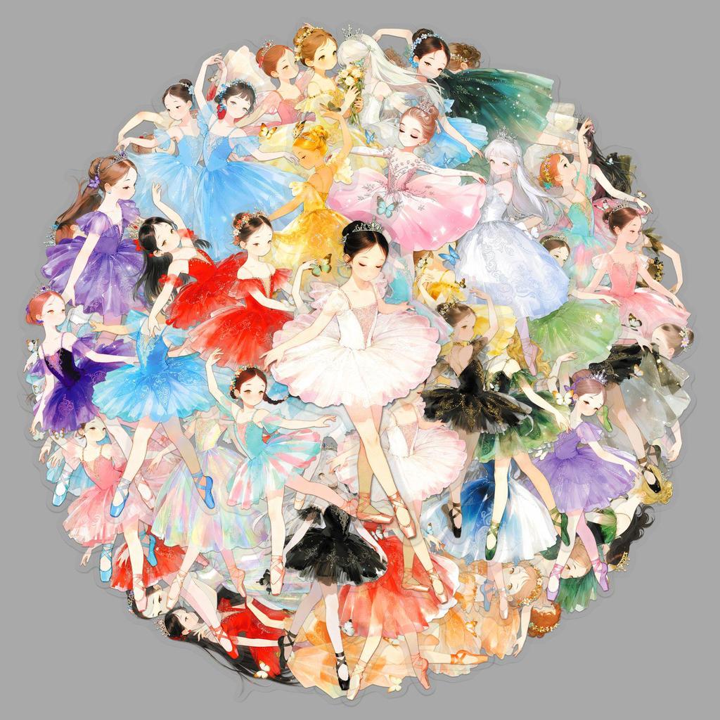 50pcs Ballet Girl Transparent Stickers - Waterproof PET Stickers for DIY Diaries and Notebooks