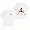 One Piece Luffy Battle Stance Print Tshirt Casual Short Sleeve Cotton Anime Streetwear Unisexs Tshirt