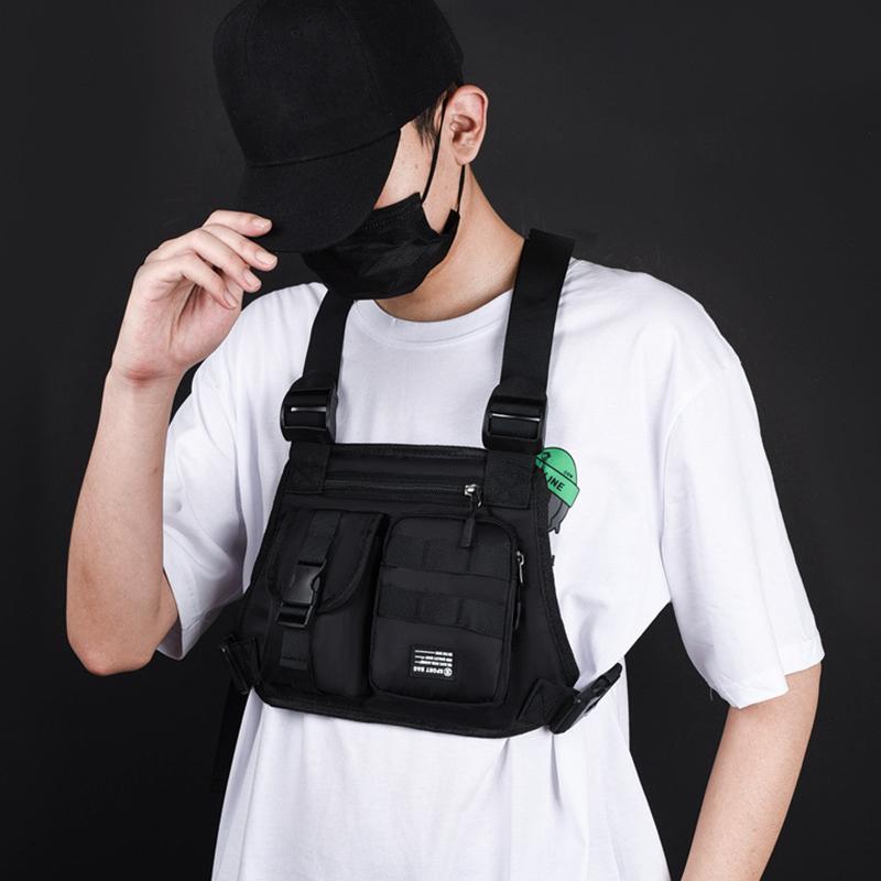Casual Oxford Cloth Chest Bag Large Capacity Multi Pocket Men Vest Bag Waterproof Mountaineering Bag Outdoor Sports Bag