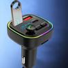 Car Bluetooth 5.0 FM Transmitter Handsfree Car Kit With PD Type-C Dual USB Fast Charger Ambient Light Cigarette Lighter