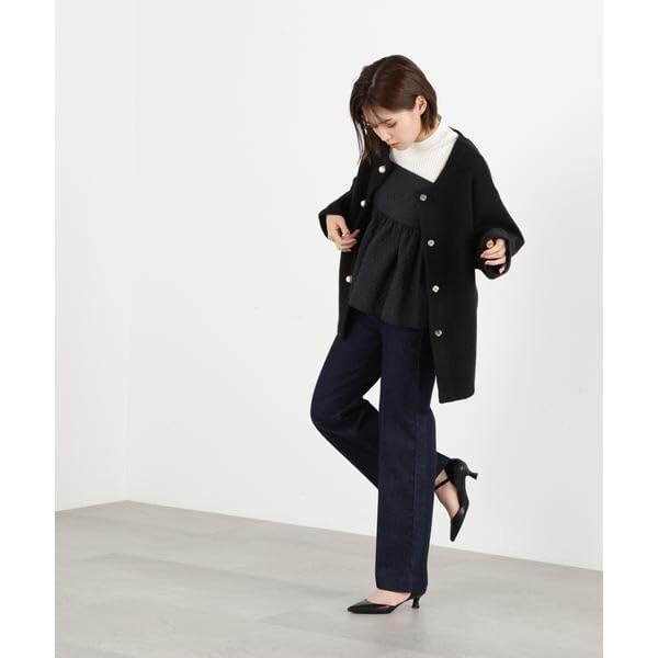 Jill by Jill Stuart Pearl Button Knit Cardigan Black Women's Sweater,