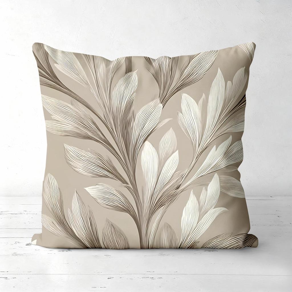 Set Of 4 Neutral Tone Abstract Floral Wave Throw Pillow Covers Pattern Cushion Cover Suitable For Sofa Bedroom Car Pillow Cover