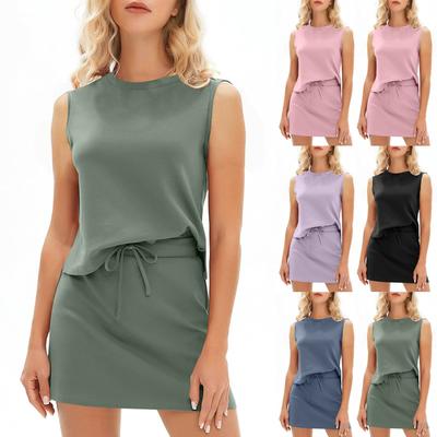 Women's  Women Summer Sleeveless Set Tops Sweatsuit Drawstring Shorts Tracksuit Outfits