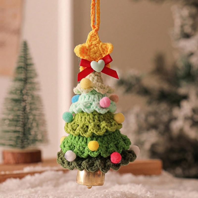 1PC Plush Christmas Pendant Woolen Hook Weaving Christmas Tree Small Ornament Christmas Decoration Car Pendant