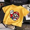 Kids Casual Cotton T-Shirt Cute Mario Print Comfortable Short Sleeve Tee for Boys Girls Summer Breathable Cartoon Tops