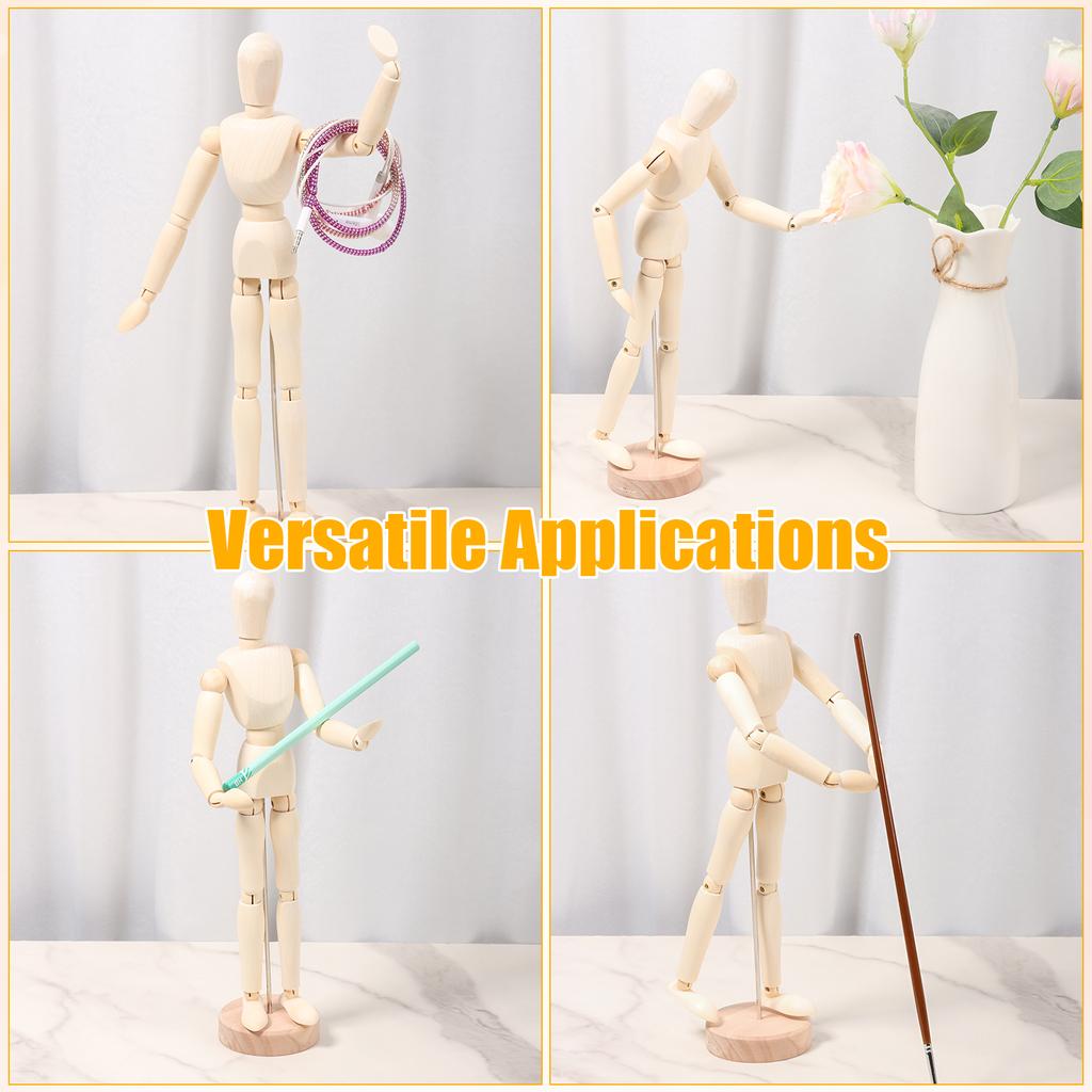3Pcs Wooden Artist Manikin for Drawing Sketch Flexible Body Joints Human Figures Posable Puppet Models Ornaments Home Decoration