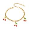 Cherry Epoxy Titanium Steel Bracelet for Women - Sweet Dopamine-Inspired Design