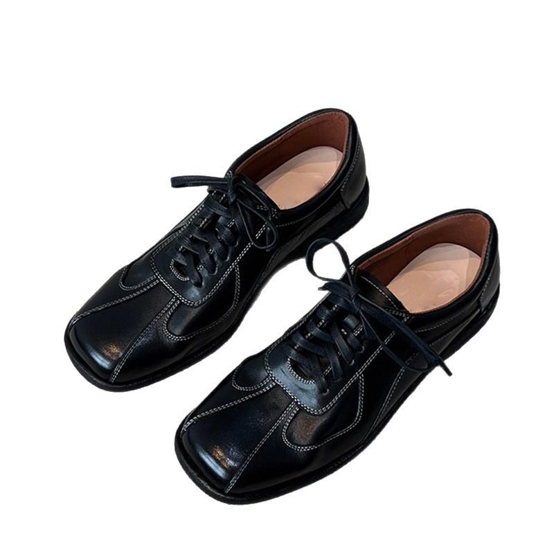 Sheepskin version~ 2025 new retro style round head lace-up German training shoes women's versatile casual sports flat-soled single shoes
