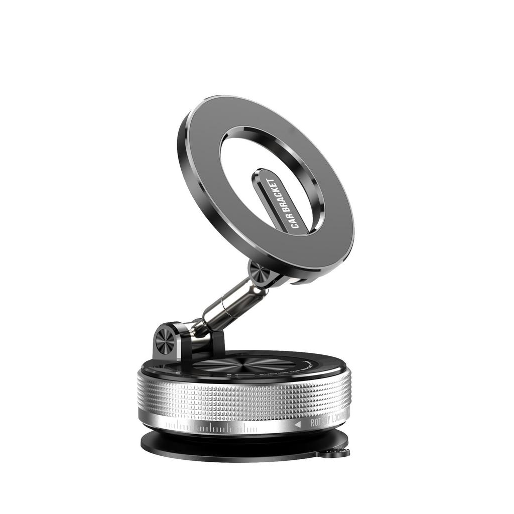 Rotating Magnetic Car Phone Holder: Foldable Dashboard Mount with Vacuum Suction.