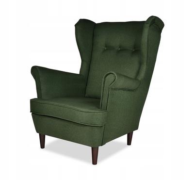 Fotel uszak ARI skandynawski - Zielona plecionka, odporna