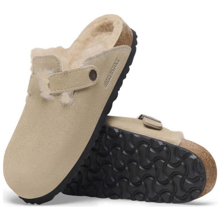 Boston Wmns Birkenstock Shearling Suede 'Taupe' 1028299