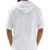 Men's Linen Hooded Short Sleeve T Shirt Lightweight Breathable Casual Summer Top Relaxed Fit Five Quarter Sleeve Pullover