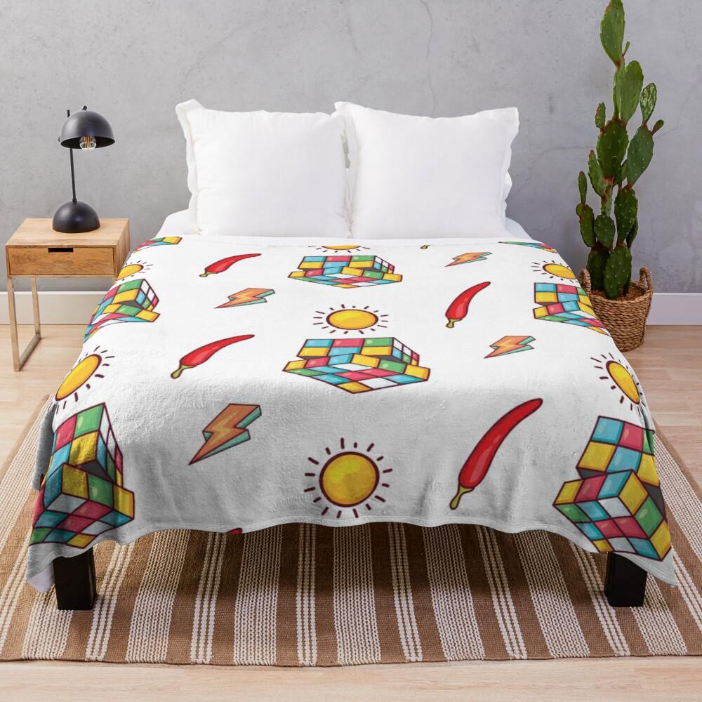 Color Rubik'S Cube Pattern Flannel Blanket Digital Printing Blanket Bedspread Leisure Sofa Blanket