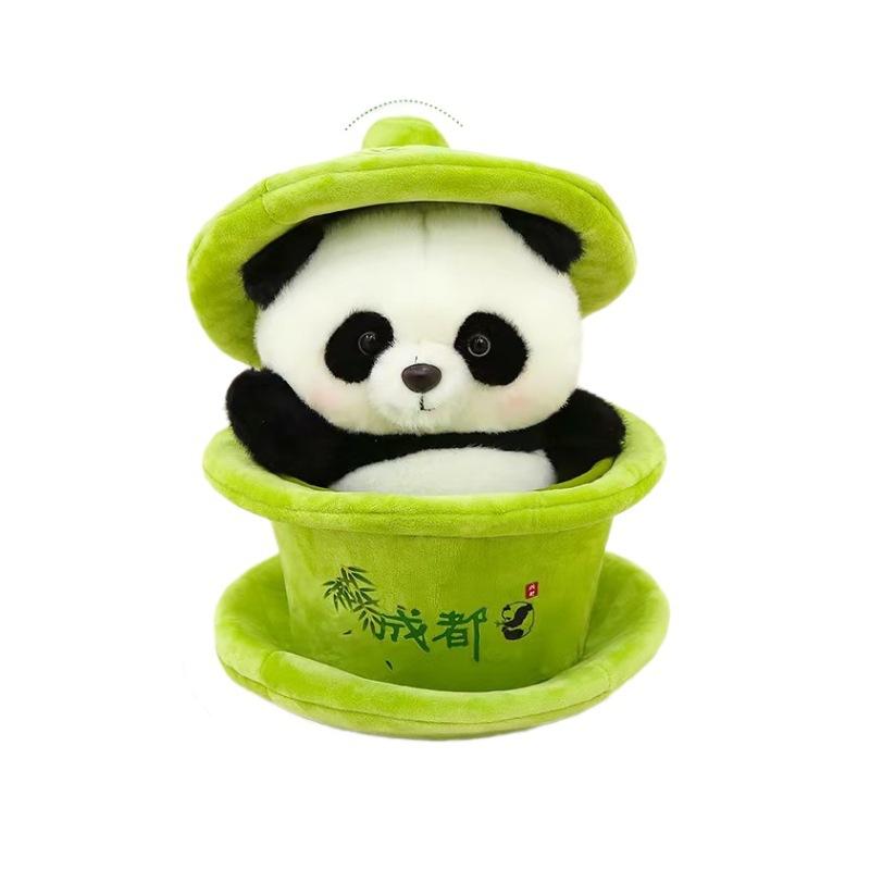 

Teacup giant panda plush doll cover bowl tea travel souvenir gift for children and girls 30cm