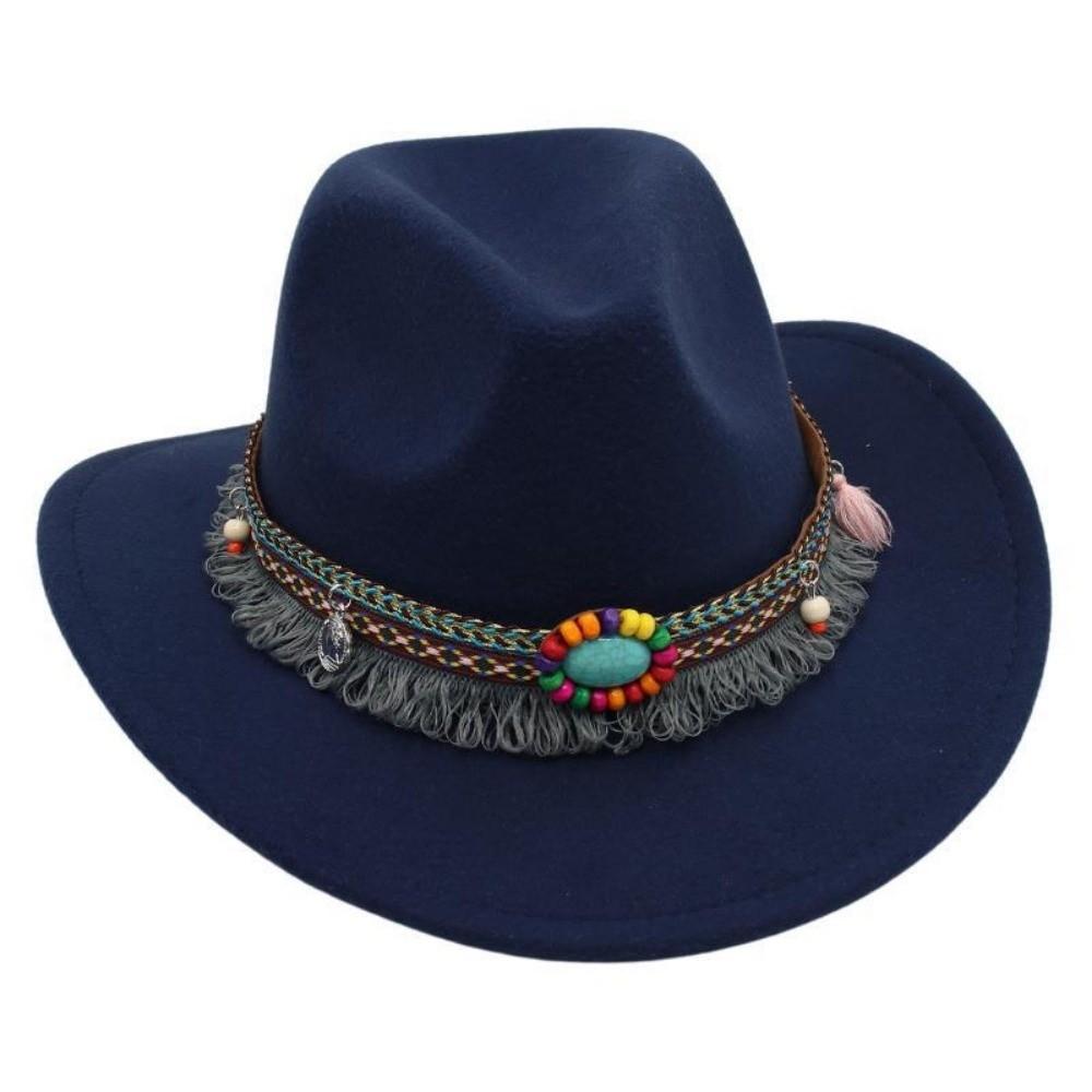 With Tassels Tibetan Style Top Hat Ethnic Style Jazz Fedora Hats  Ox Head Accessories