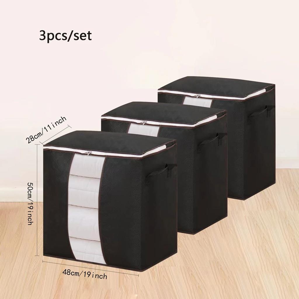 1/3pcs Extra Large Handle Storage Bag - Portable Clothing and Quilt Organizing Bag with Window, Durable Polyester Material